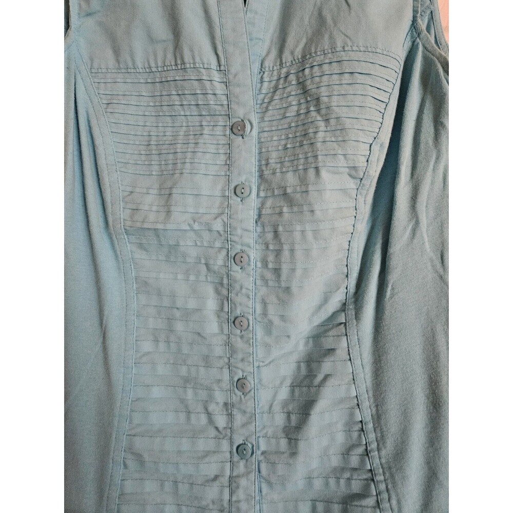 ZAC & RACHEL Blue SLEEVELESS BUTTON FRONT ROUNDED HEM BLOUSE/TOP Small Collared - Picture 4 of 6